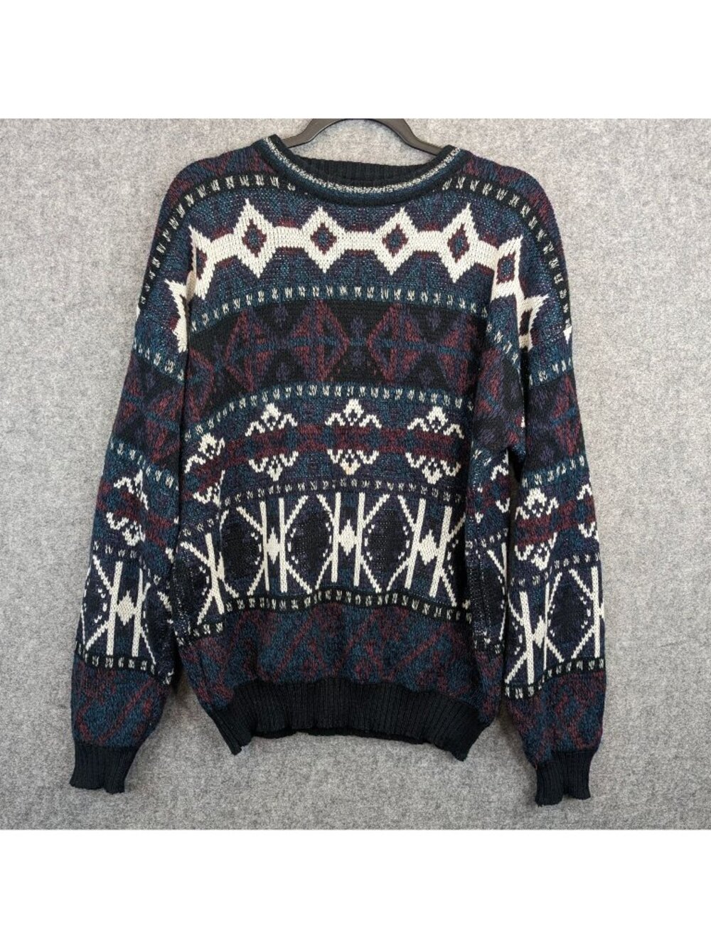 Bugle Boy Co. Vintage Mens Large Sweater Geometric 100% Acrylic Made In Korea